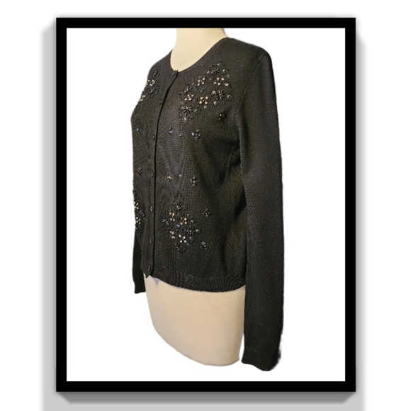 BCBGMaxAzria Silk & Cashmere Beaded Cardigan - Picture 2 of 15